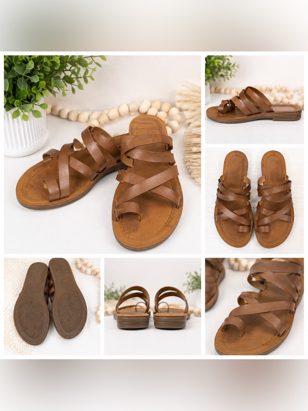 Women’s Brown Strappy Slide Sandals